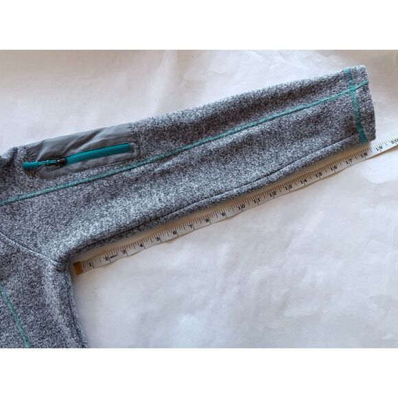 CB Sports Womens Zip Up Knit Hooded Jacket with Fleece Lined Hood in Gray & Teal - Picture 10 of 10